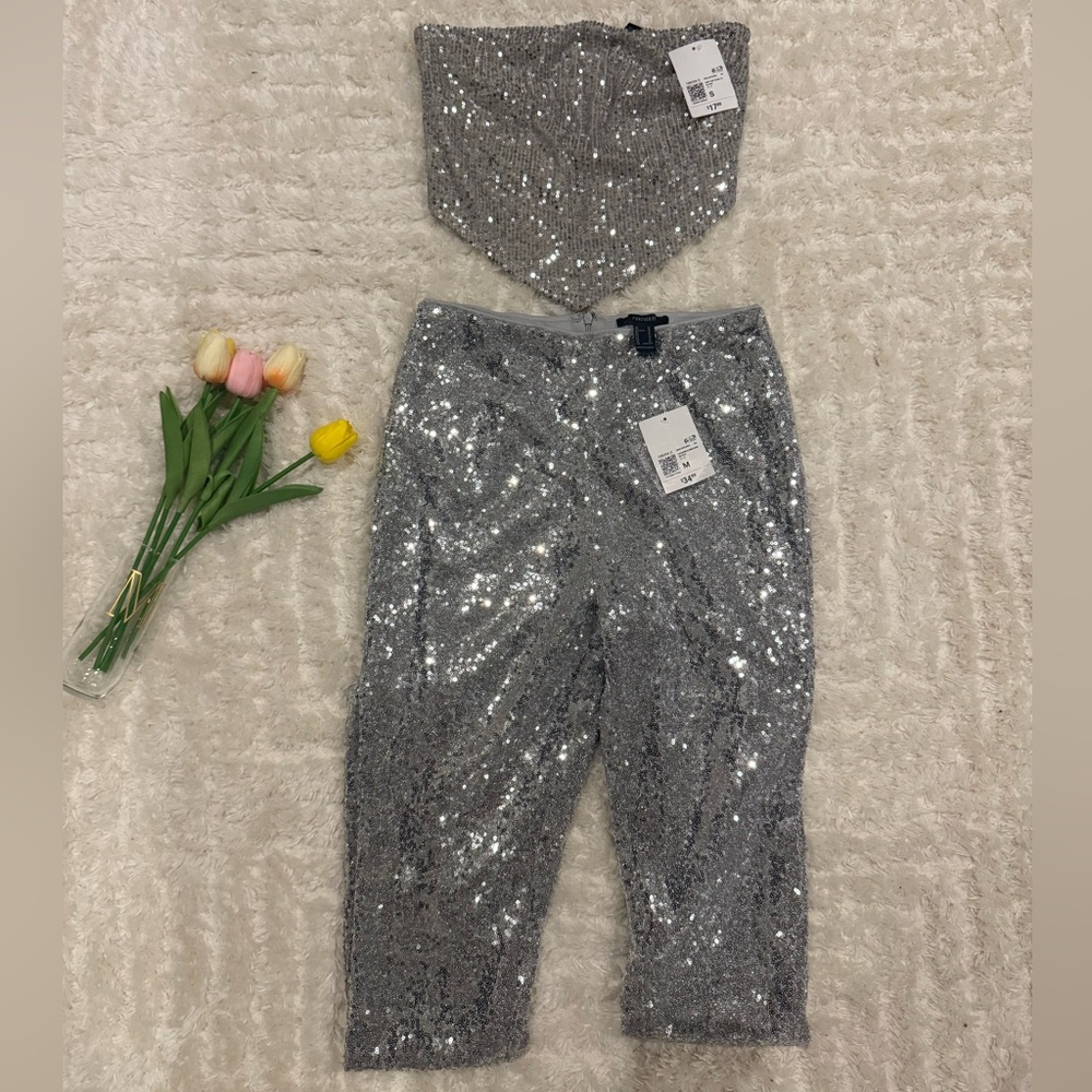 Forever 21 Glittering Silver Formal Ensemble